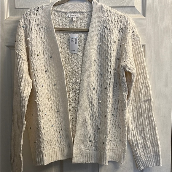 Maurice’s Womens Cream Rhinestone Embellished Cardigan Sweater New XSmall - Picture 4 of 7